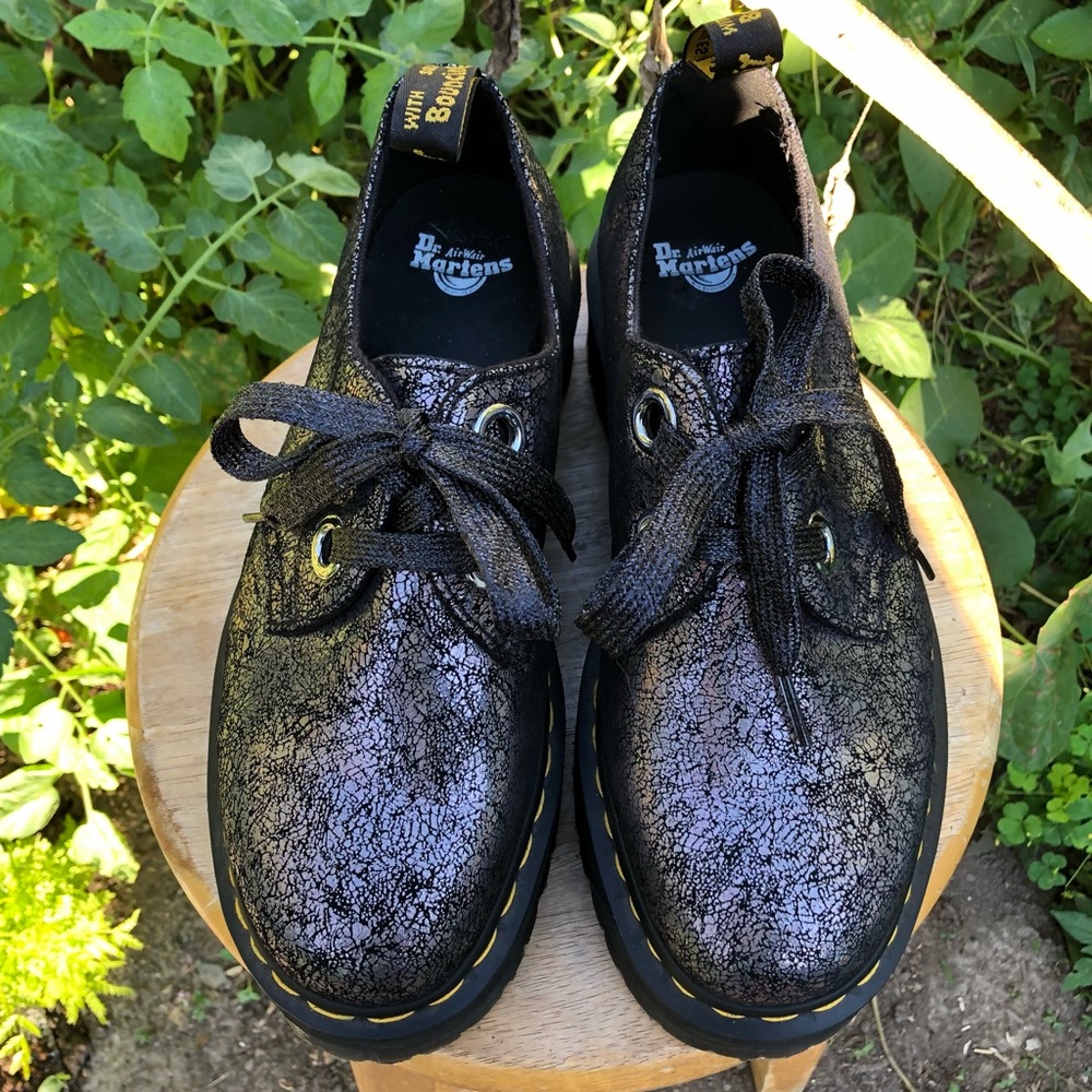 Dr. Martens Holly Iridescent Crackle Platform Shoes - Picture 2 of 9
